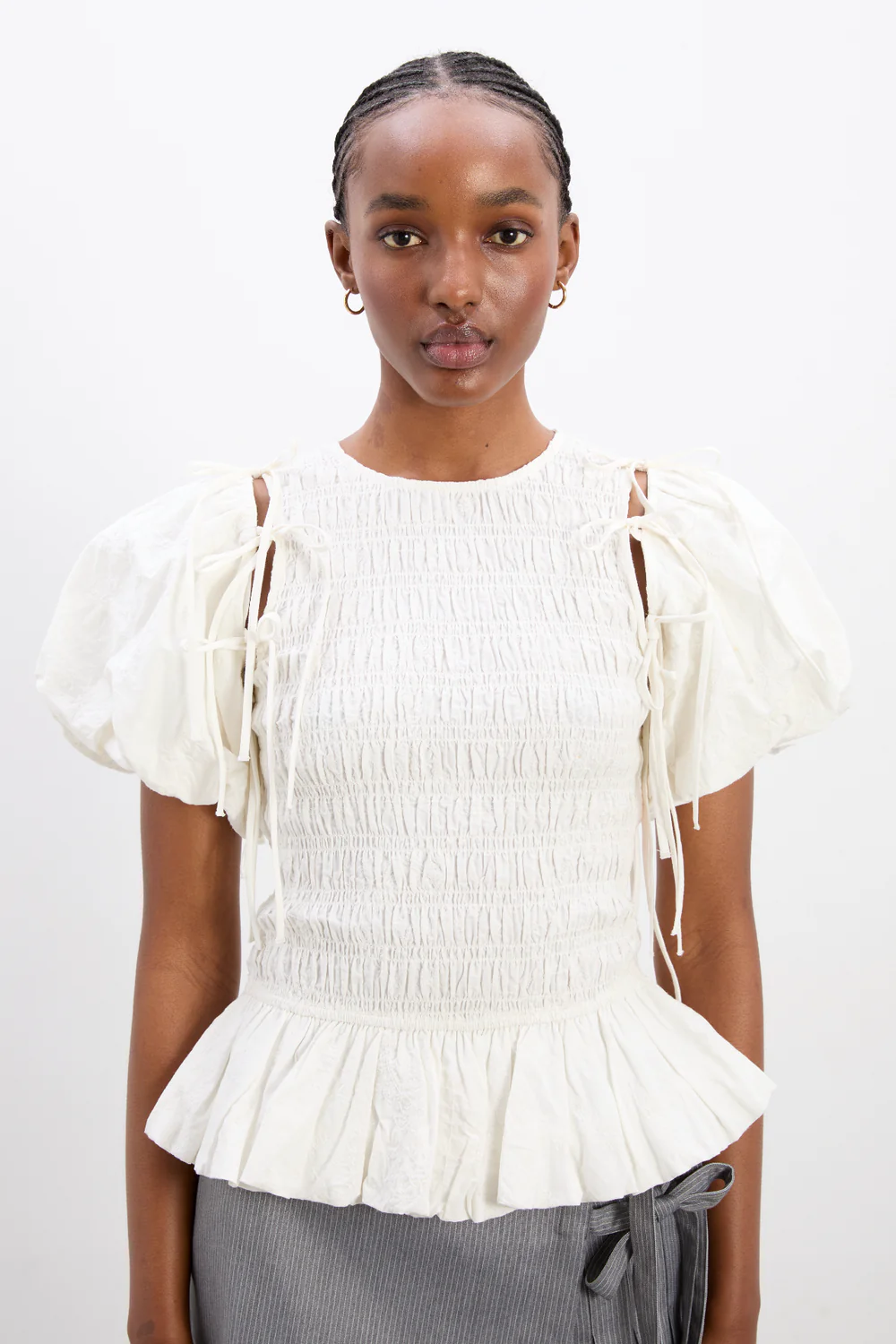 Becca Blouse - White Broidery Sleeves