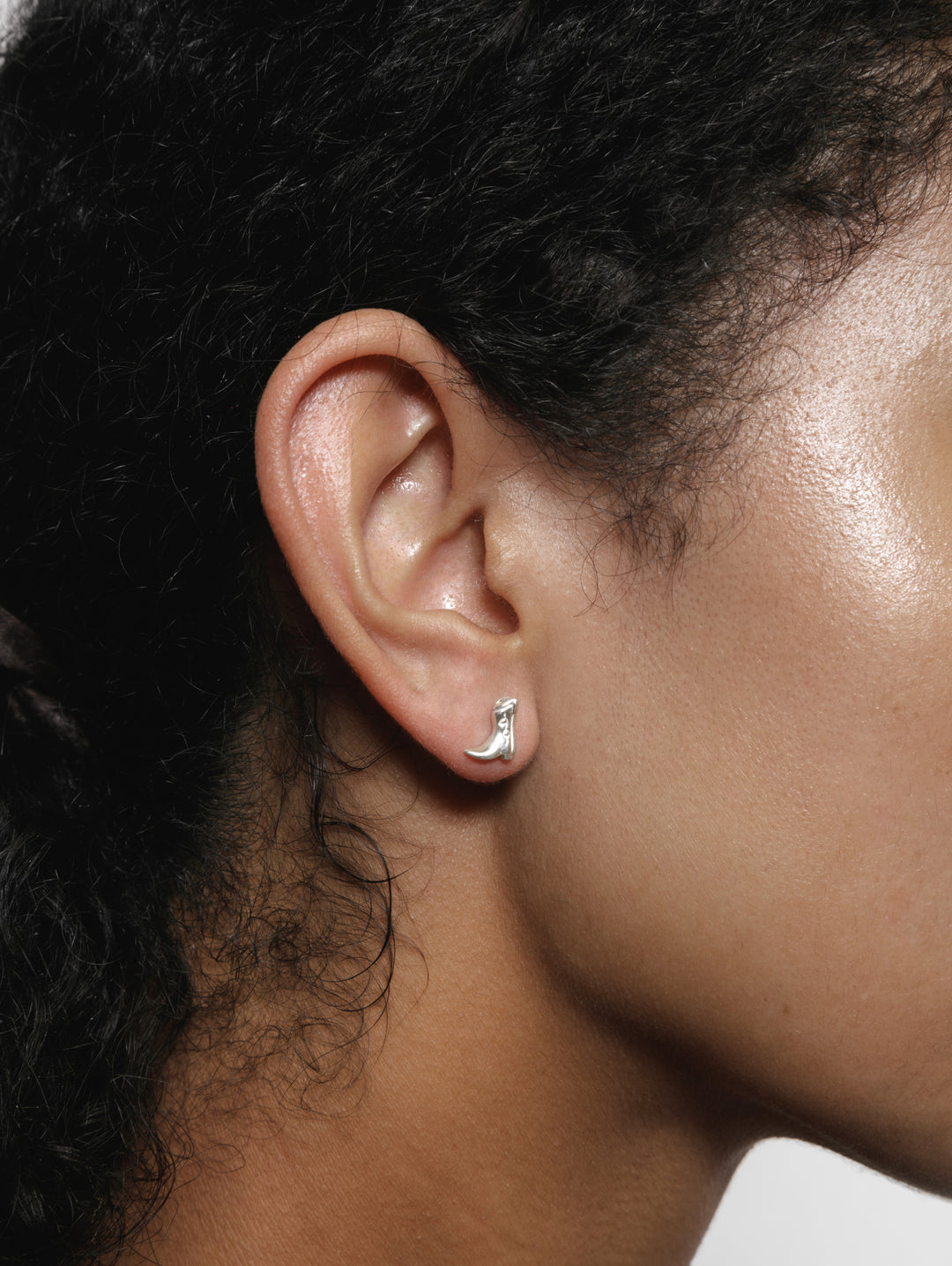 Cowboy Boot Stud Earrings - Silver