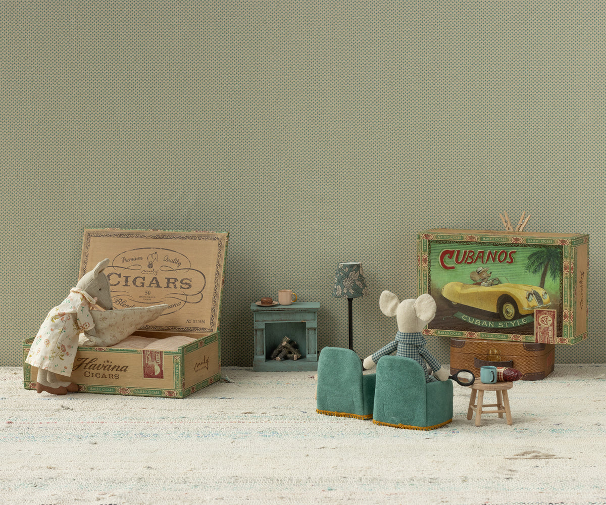 Grandma And Grandpa Mice in A Cigar Box