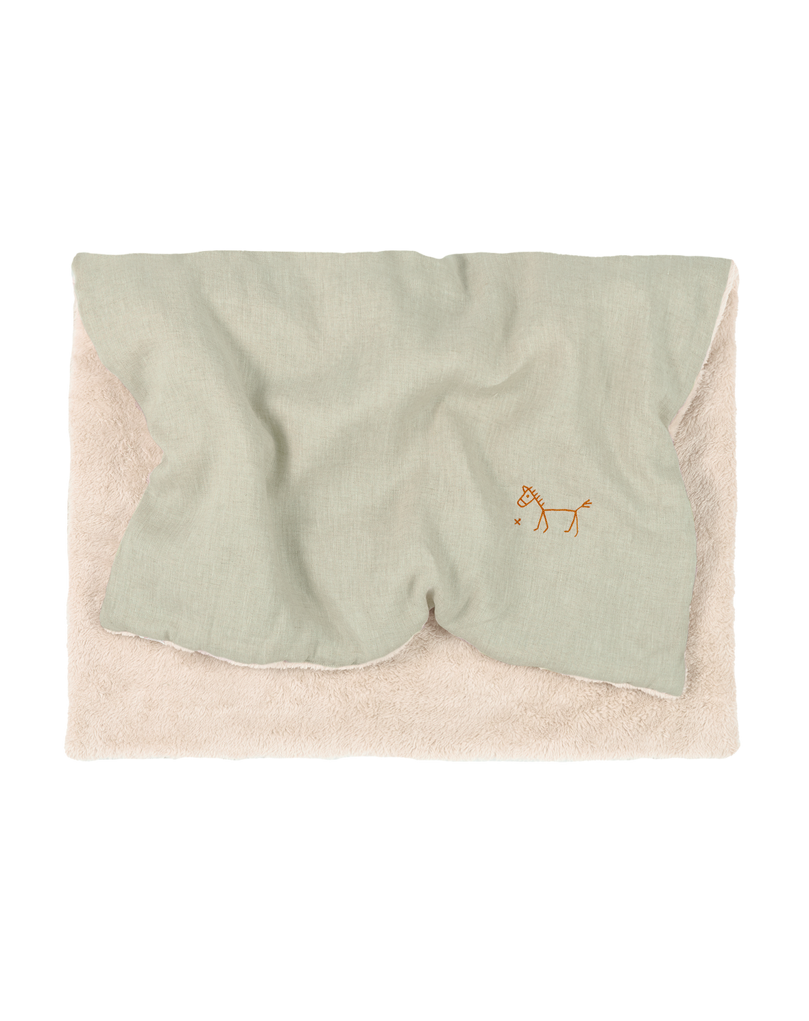 Linen Embroidered Winter Blanket - Matcha