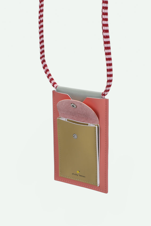 Phone Pouch Coral Pink & Reed Green