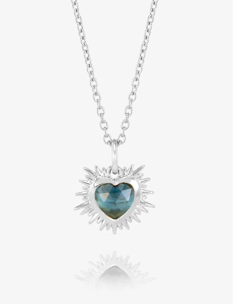 Electric Love December Birthstone Heart Necklace Silver - London Blue Topaz