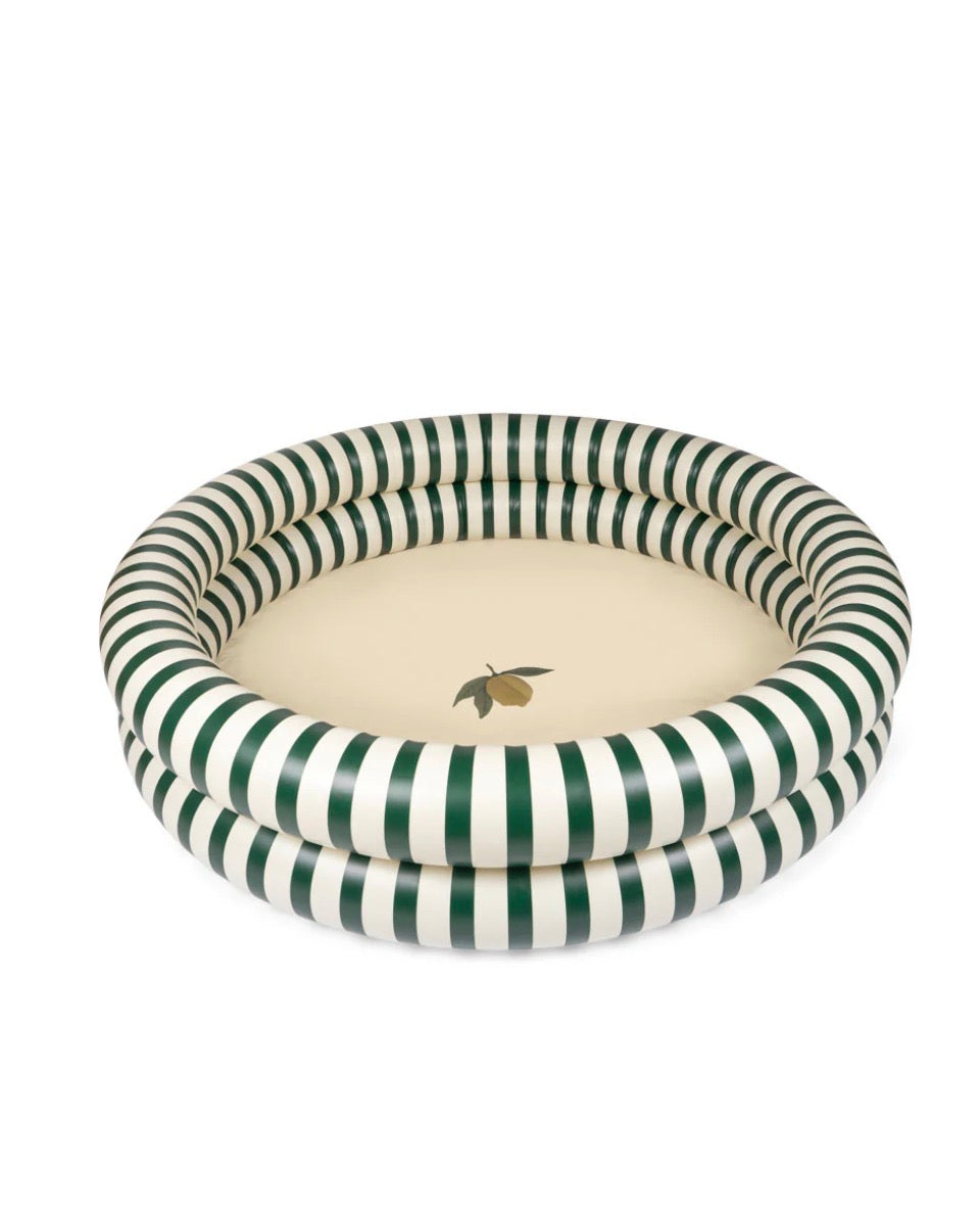 2 Ring Pool Large: Green Stripe