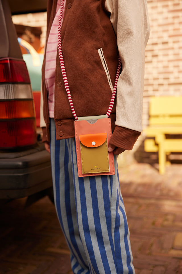 Phone Pouch Coral Pink & Reed Green