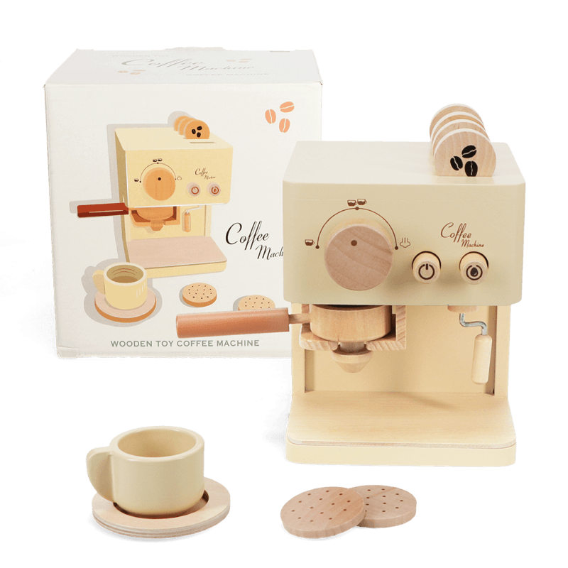 Wooden Toy Coffee Machine Playset
