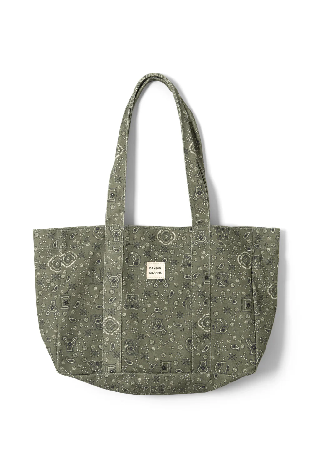 DM Canvas Tote - Olive Paisley Print