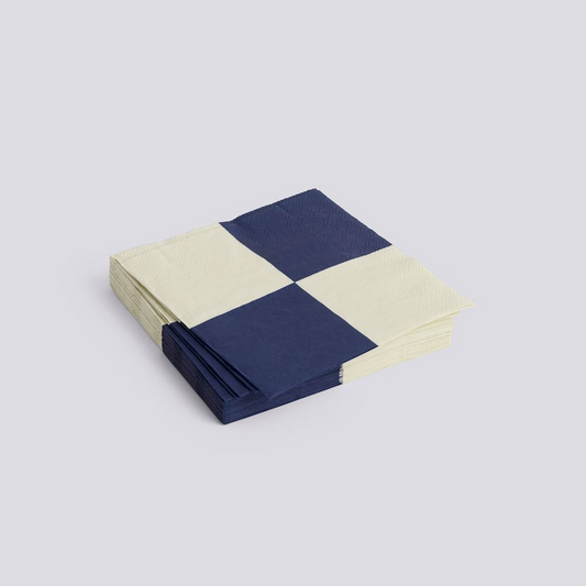 Pattern Napkin Set Of 20 Lunch - Off White & Dark Blue