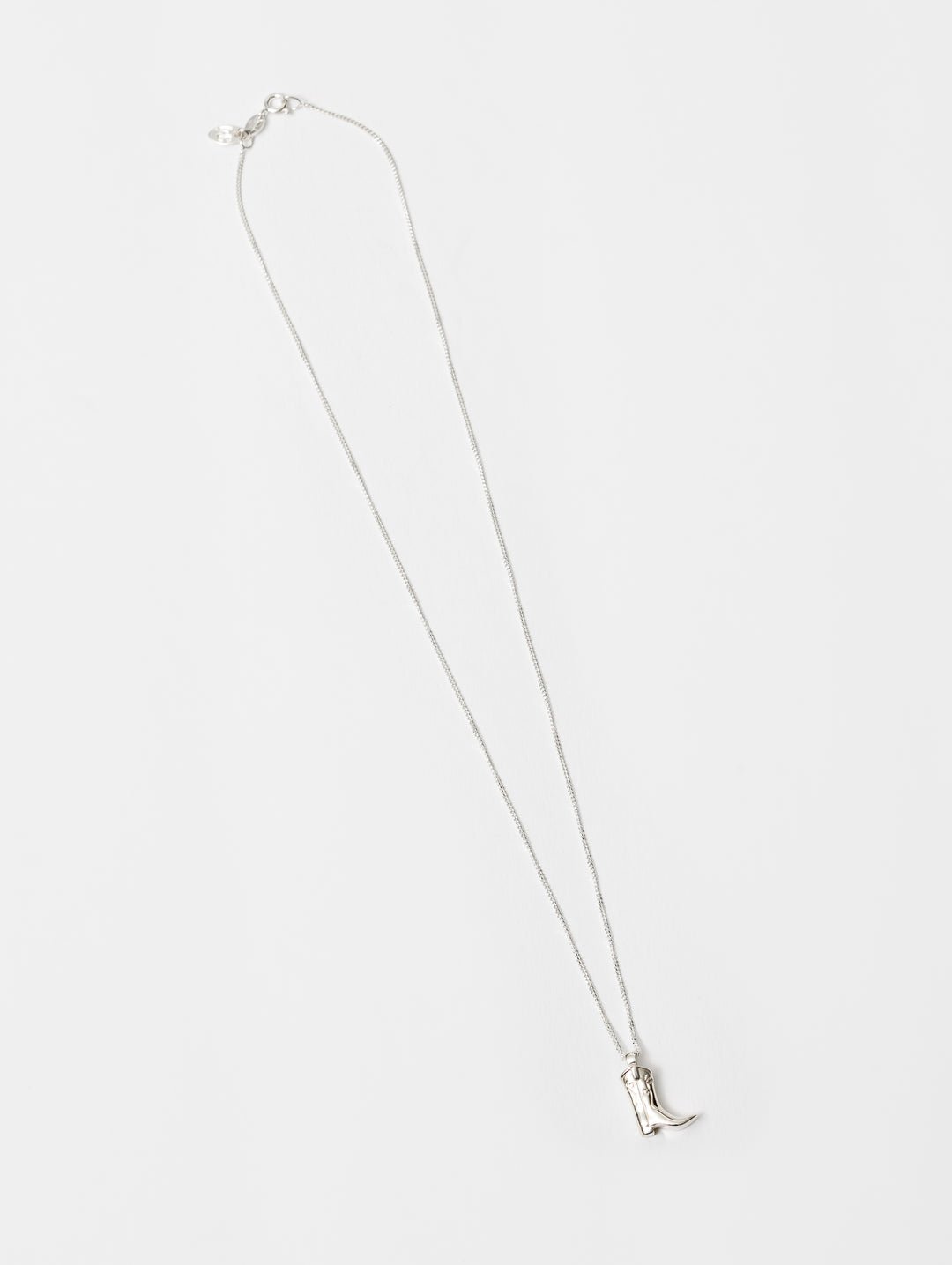 Cowboy Boot Charm Necklace - Silver