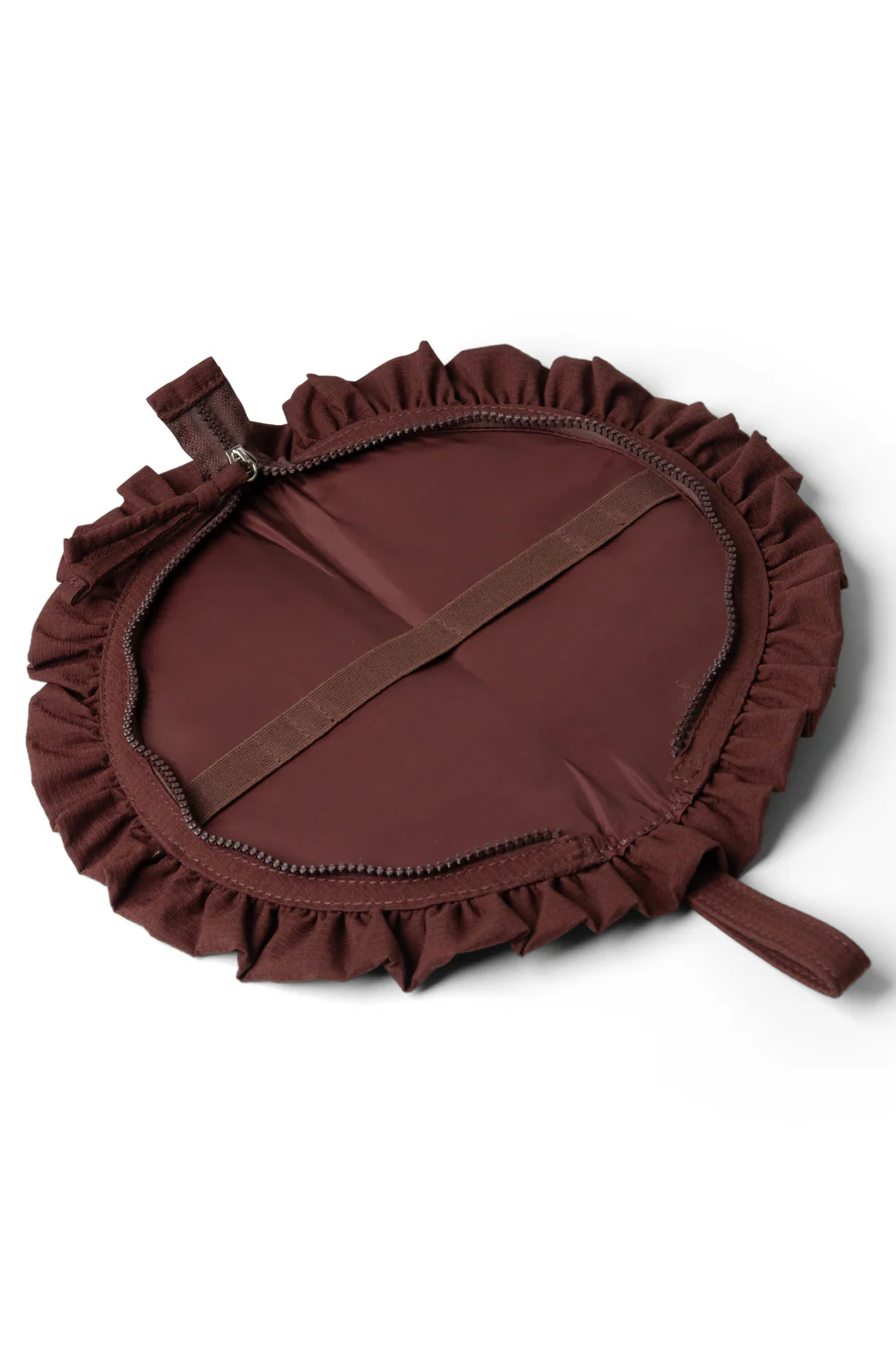 Ruffle Half Moon Makeup Bag - Chocolate