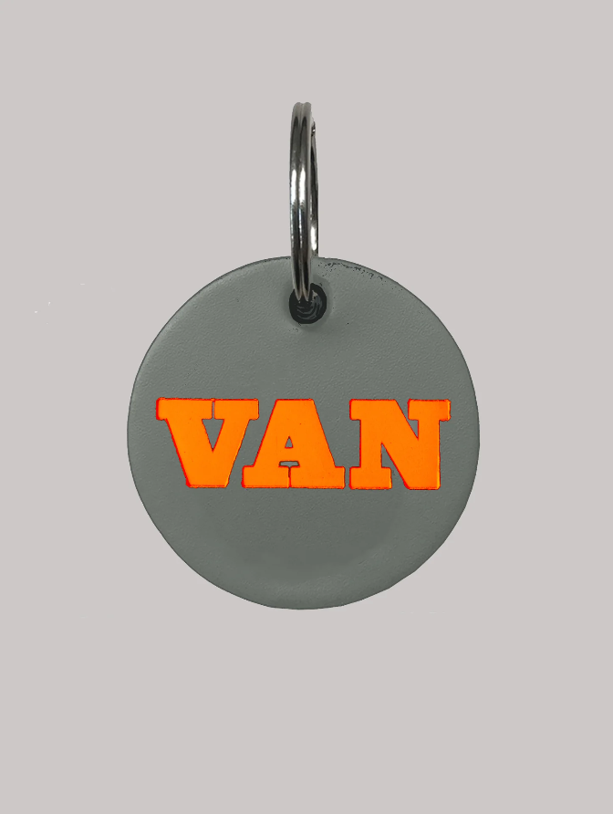 Van Leather Key Ring - Grey/Orange