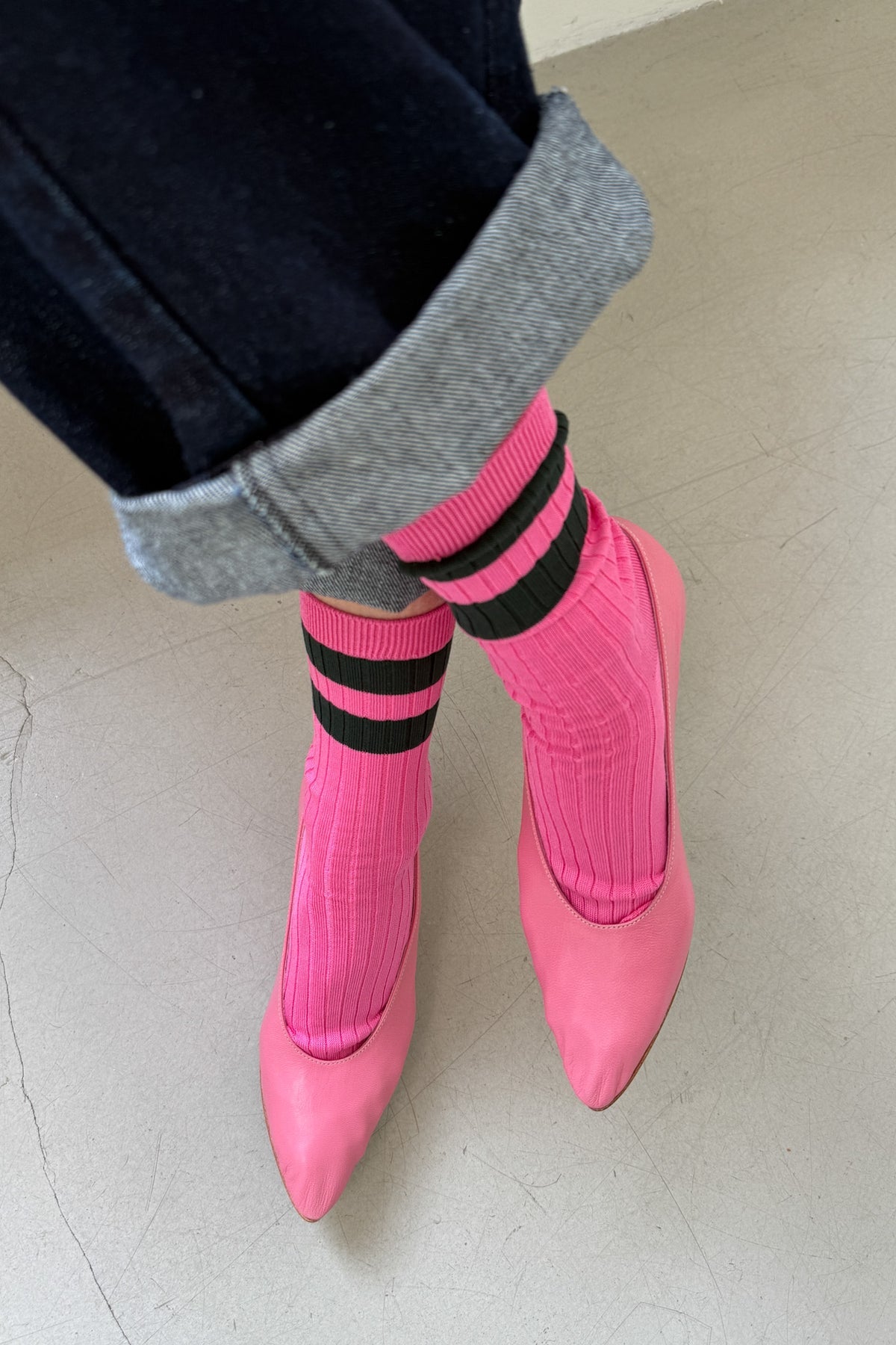 Her Socks Varsity - Pink & Green