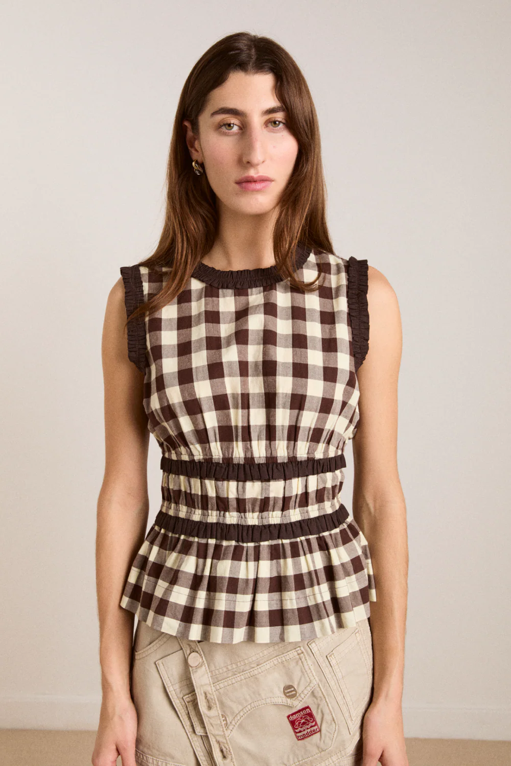 Everly Ruffle Blouse - Butter Gingham