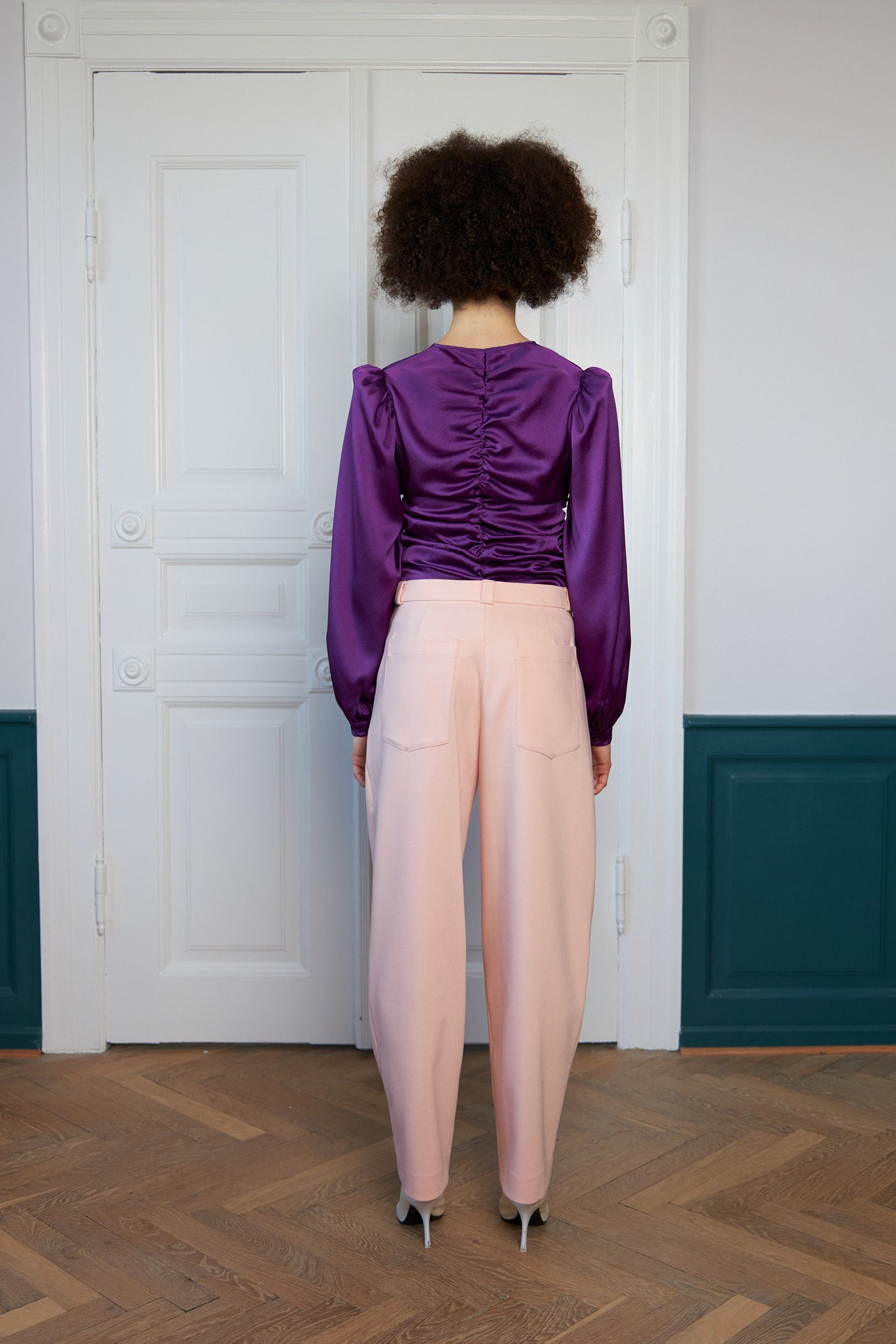 Carrot Suiting Trousers - Pale Pink