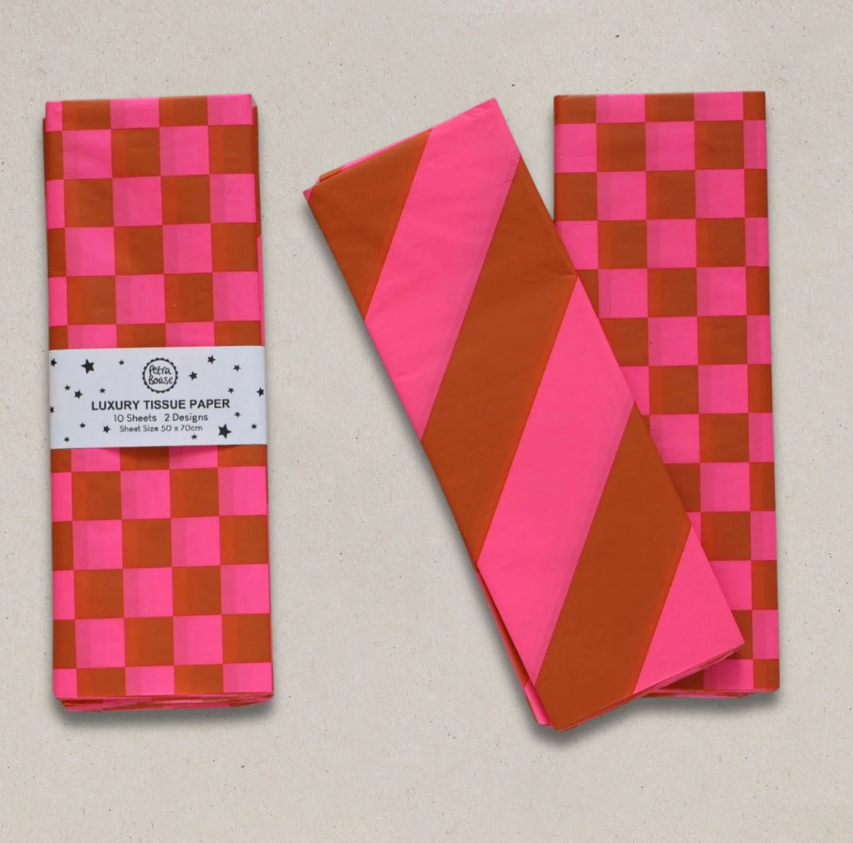 Luxury Patterned Tissue Paper Gift Wrap | Flouro Pink/ Ginger
