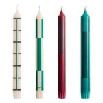 Pattern Candle Set Of 4- Green & Bordeaux