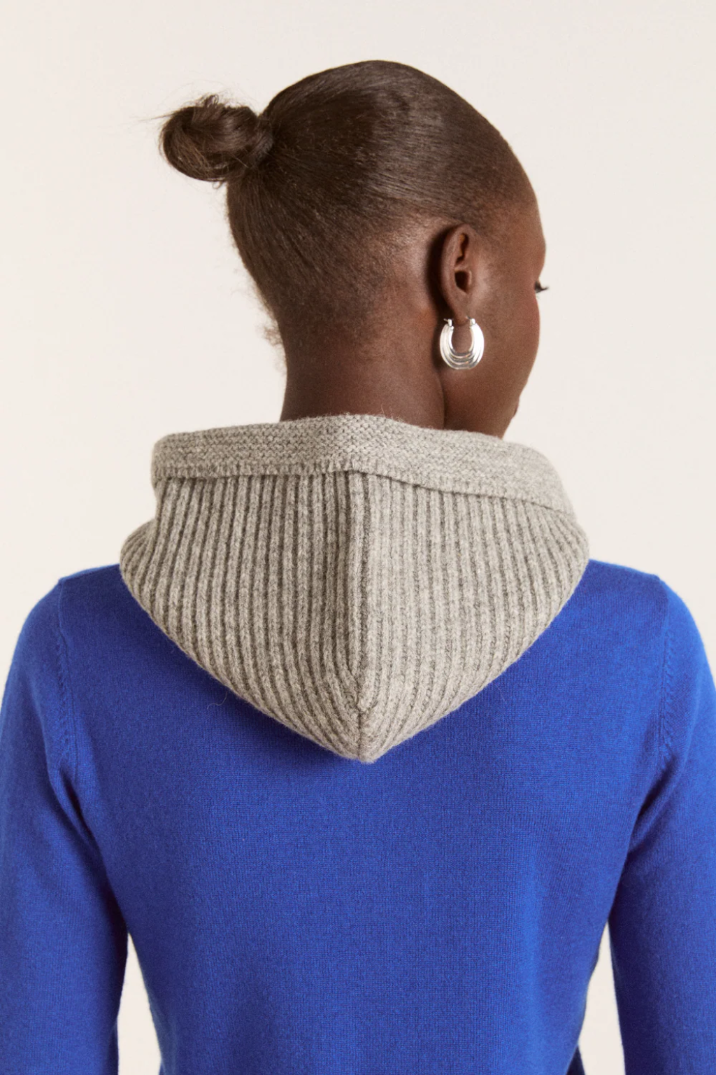 Ribbed Bonnet With Ties - Marl Grey