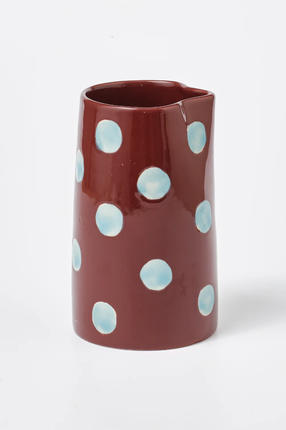 Vase - Burgundy & Blue Polka Dot