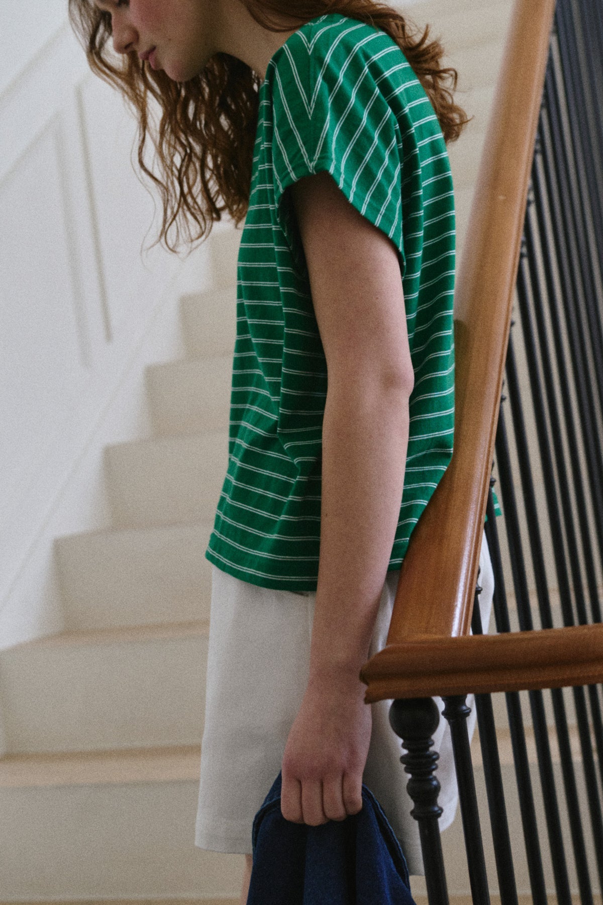 Cherie T-Shirt - Green & White Stripe