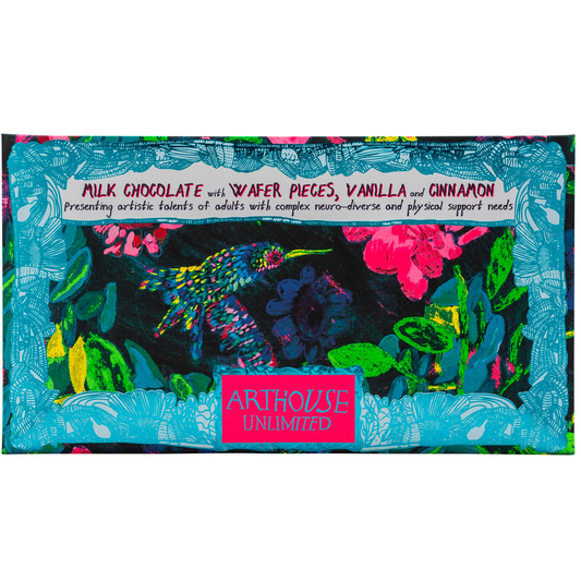 Sweet Nectar, Arthouse Milk Chocolate Bar with Wafer Pieces, Vanilla & Cinnamon