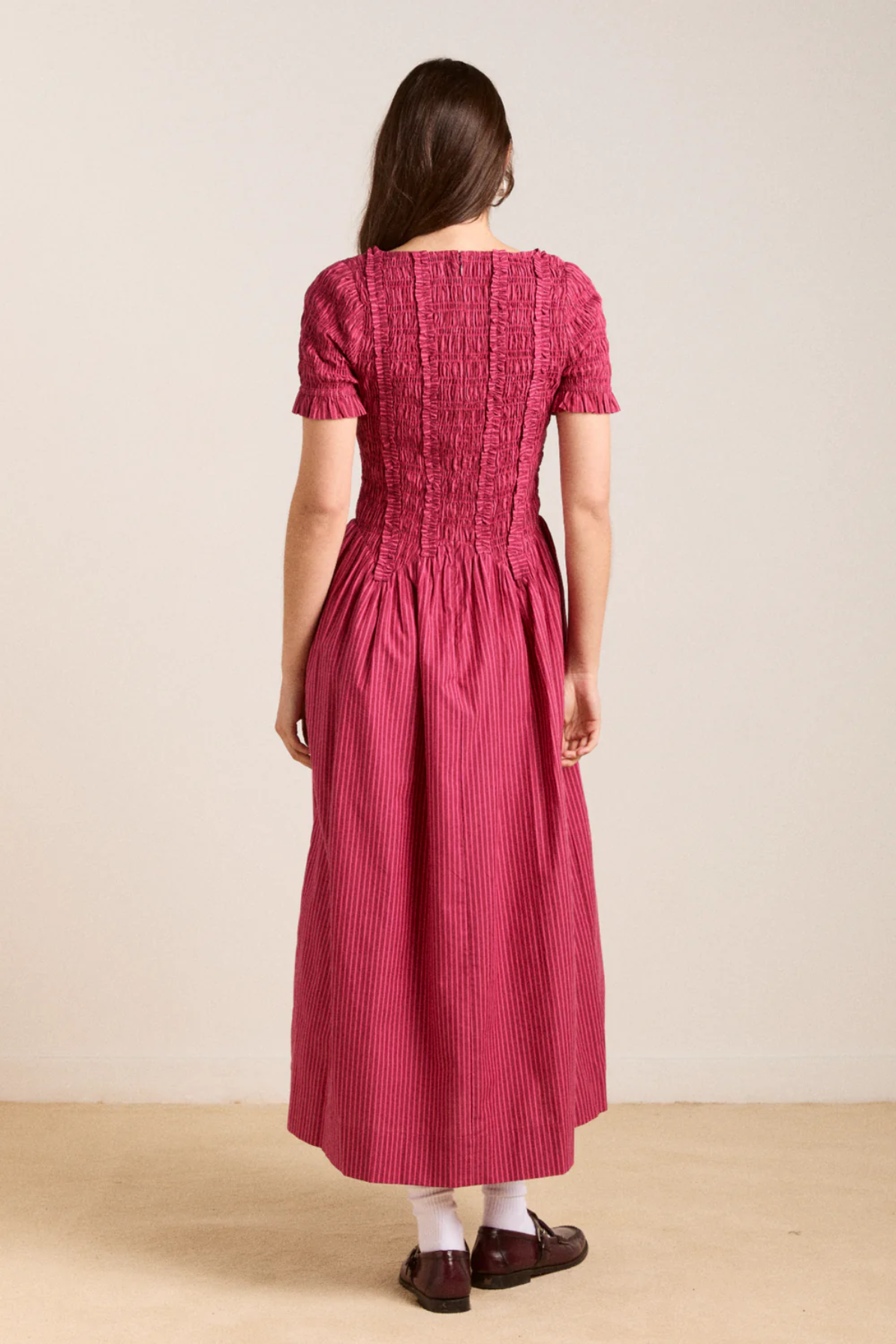 Raphaela Ruffle Midi - Berry Business Stripe