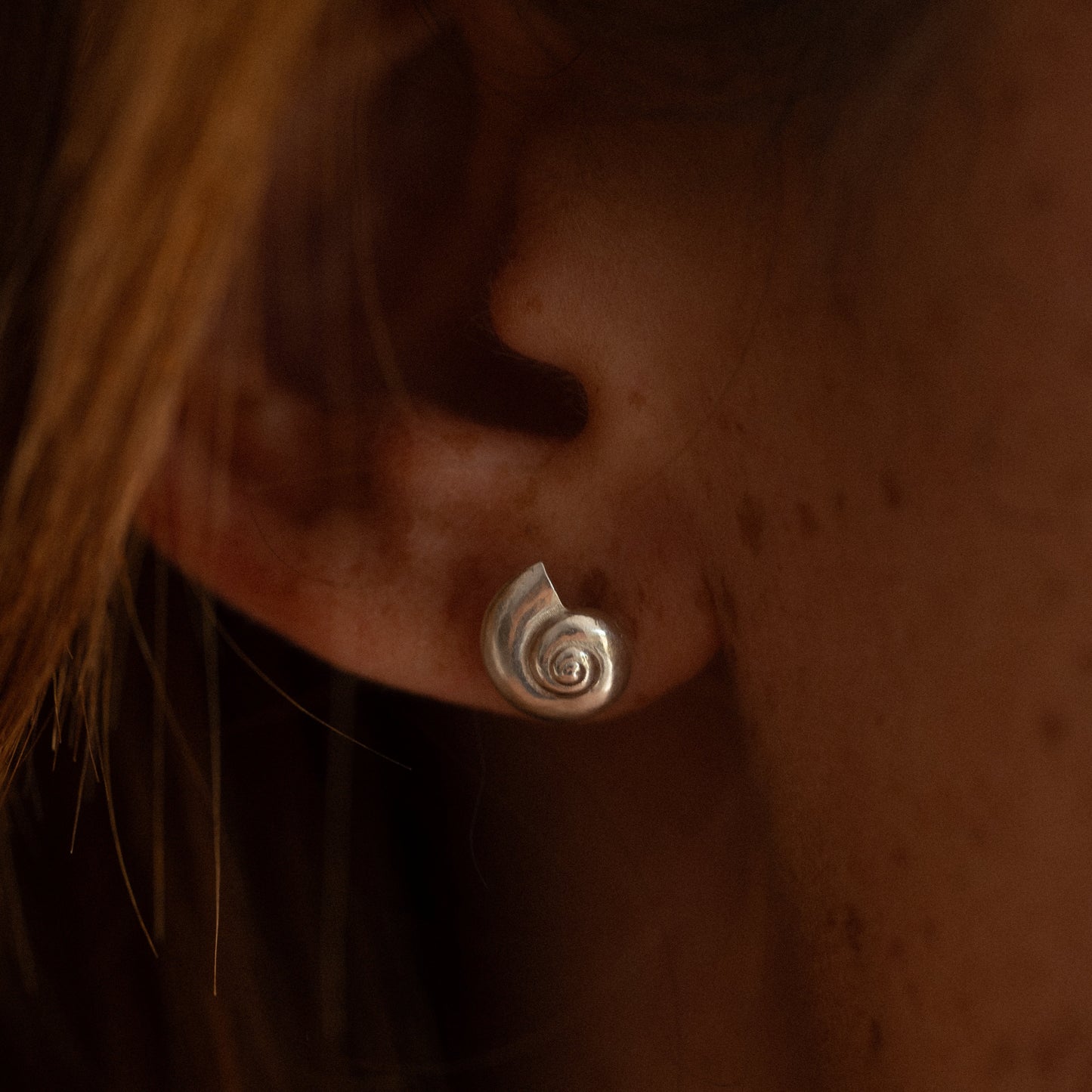 Inanna Spiral Stud Earrings - Silver