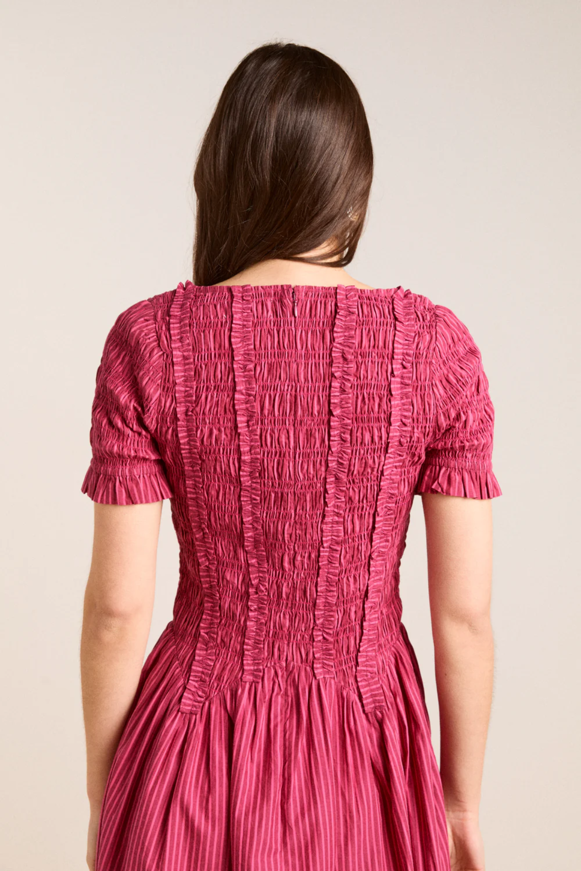 Raphaela Ruffle Midi - Berry Business Stripe