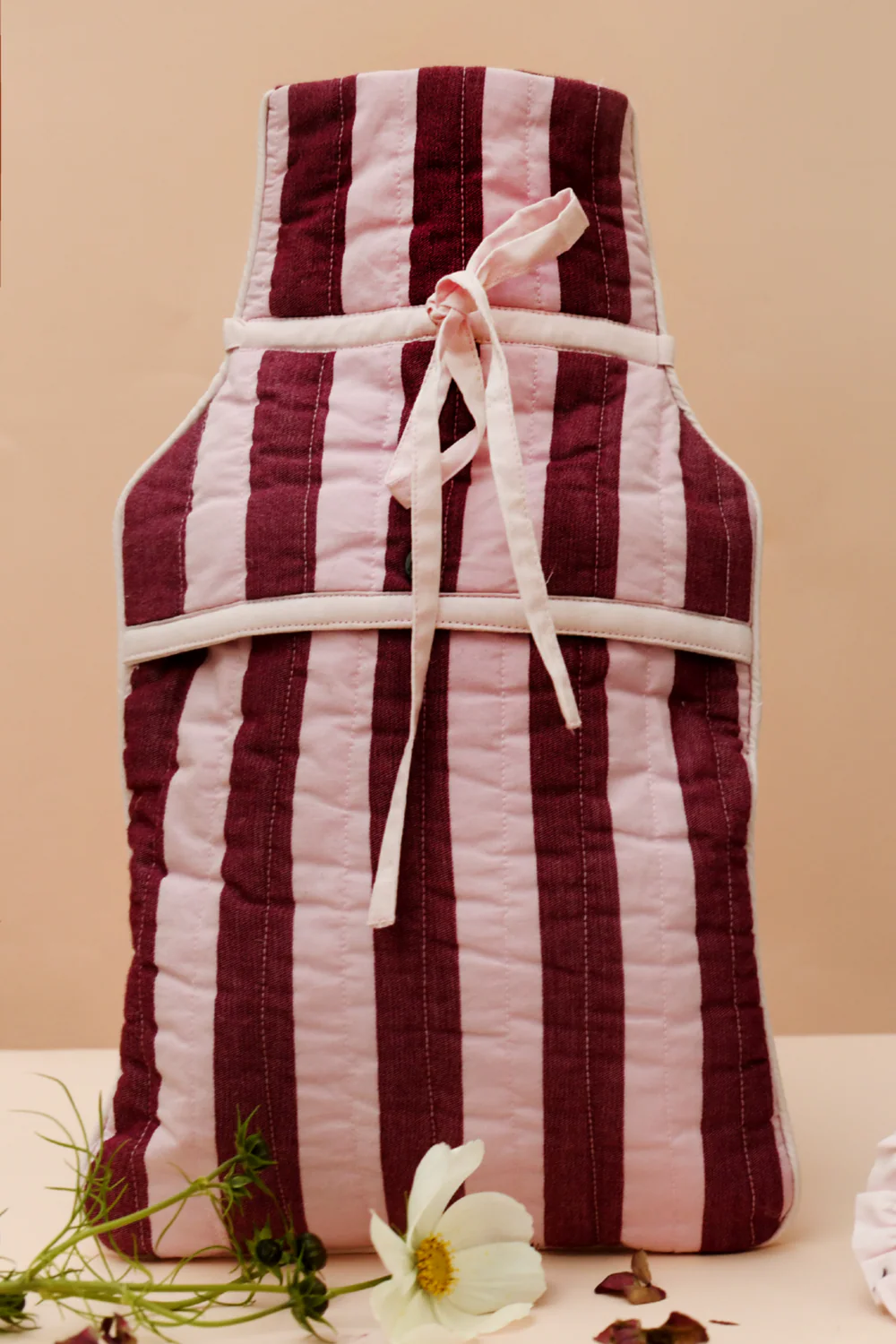 Hot Water Bottle Cover - Pink Stripe