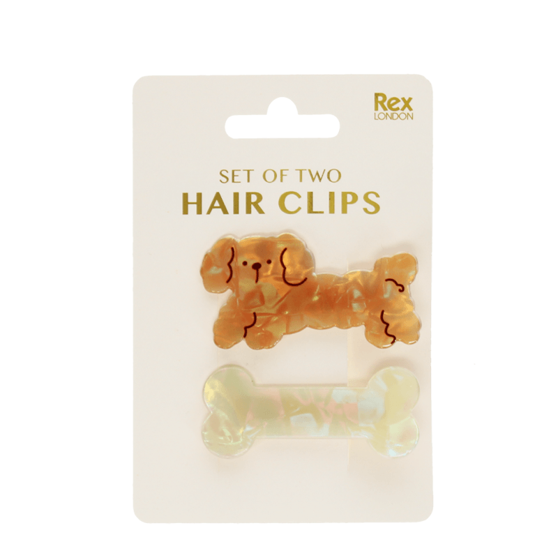 Hair Clips (set of 2) - Dog and Bone