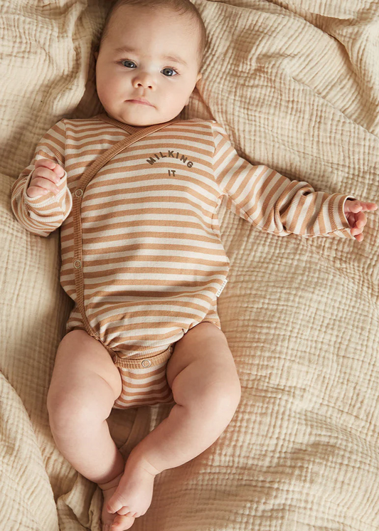 Clay Stripe Wrap Bodysuit