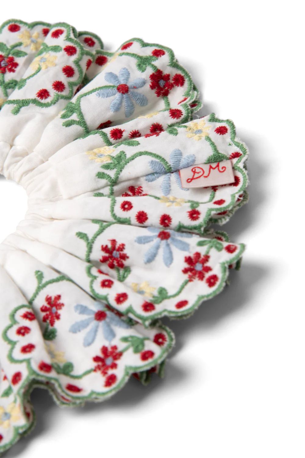 Lulu Embroidered Scrunchie - Rose Embroidery