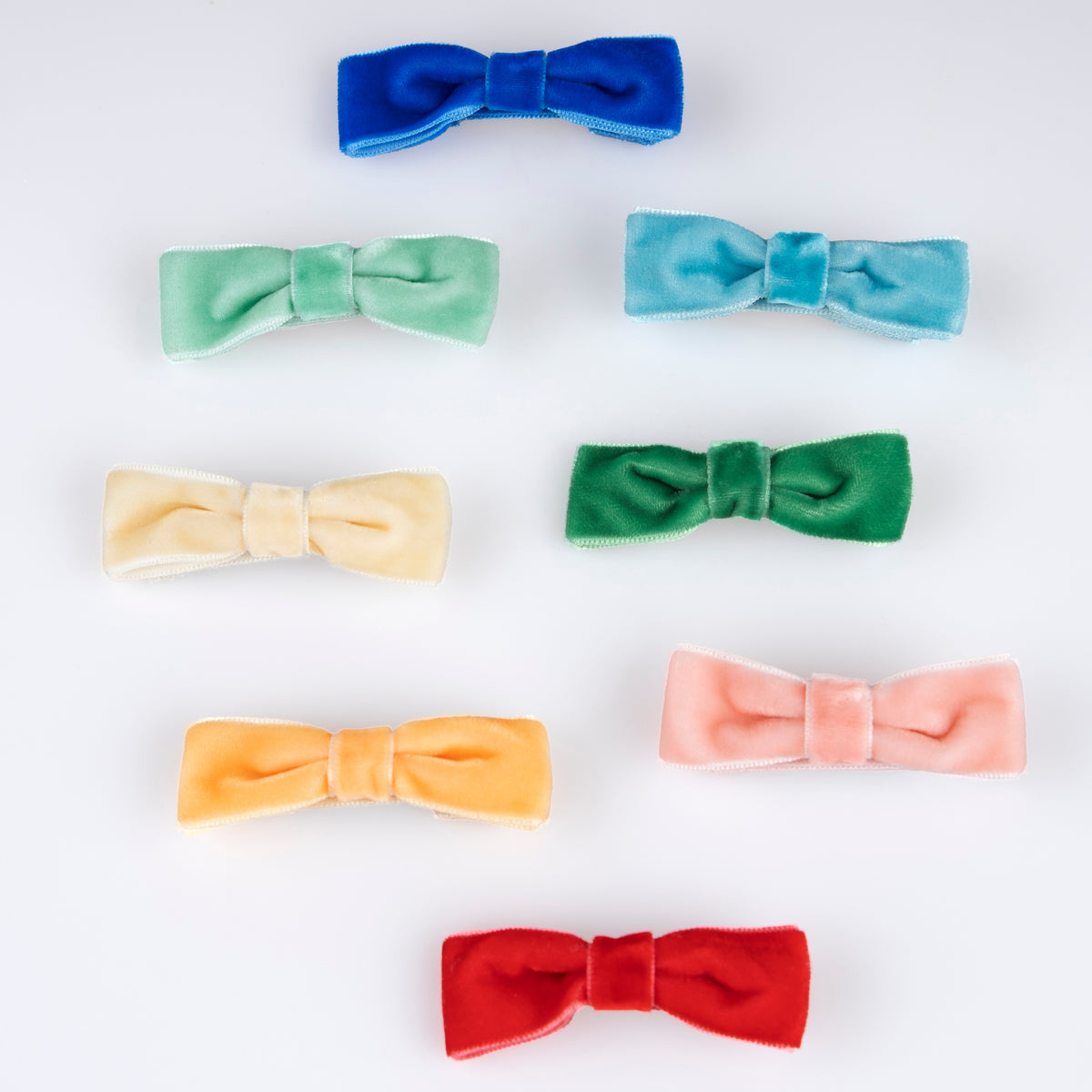 Rainbow Velvet Bow Clips