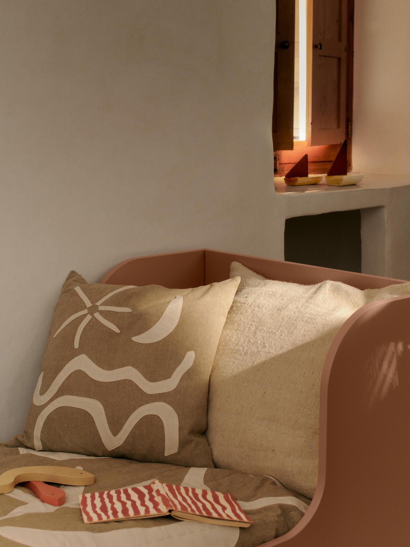 Kove Appliqué Cotton Cushion - Tan