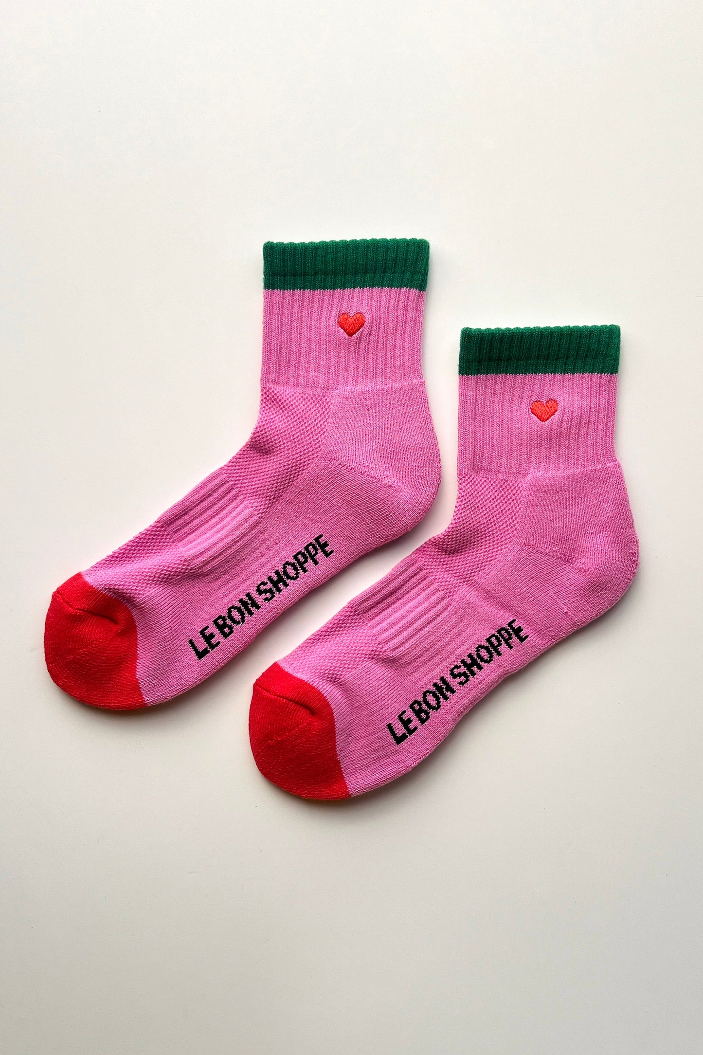 Girlfriend Socks - Embroidered Heart Rose Pink