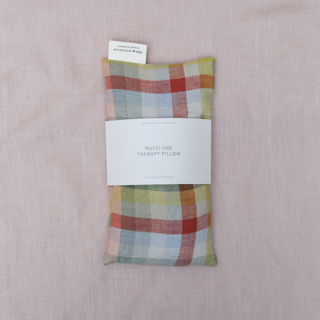 Multi-Use Large Lavender Therapy Pillow - Linen Aurora Check