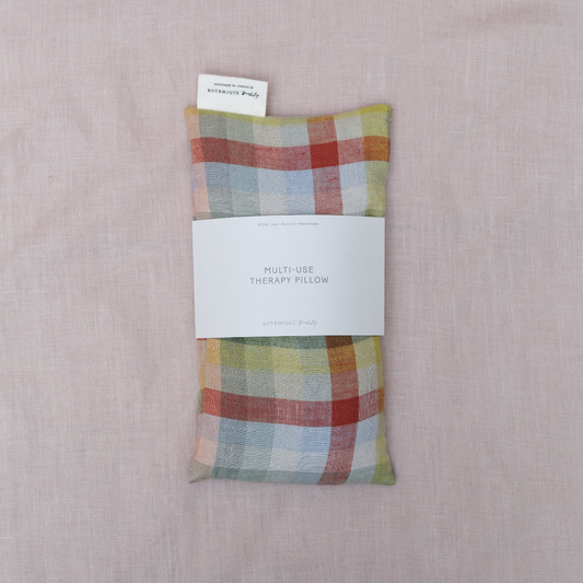Multi-Use Large Lavender Therapy Pillow - Linen Aurora Check