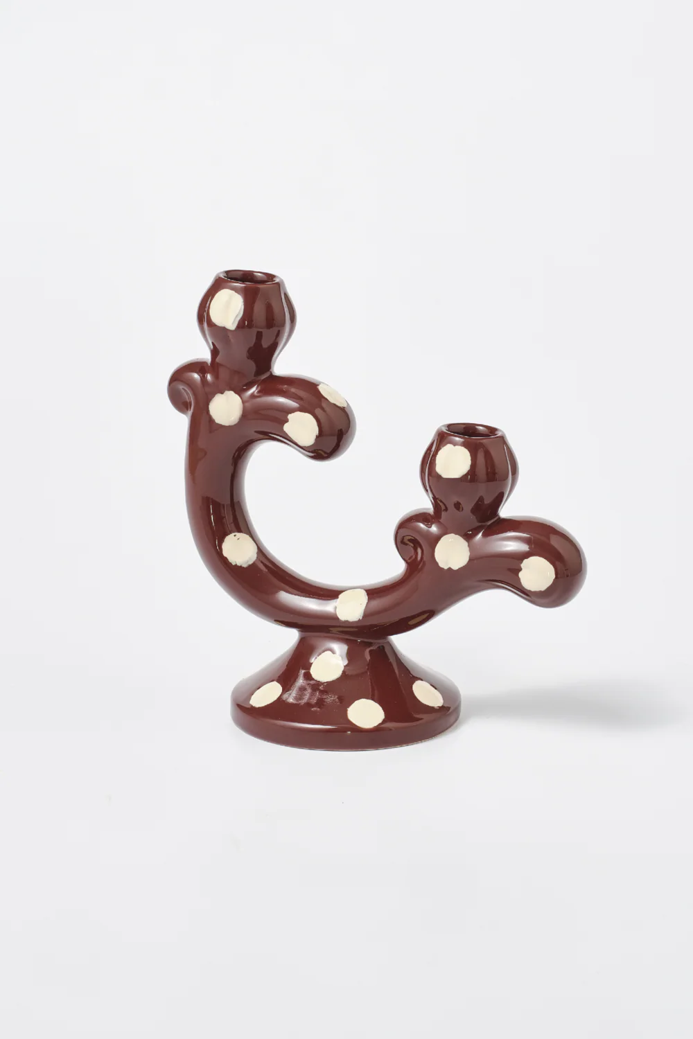 Hand Painted Burgundy Butter Yellow Candelabra