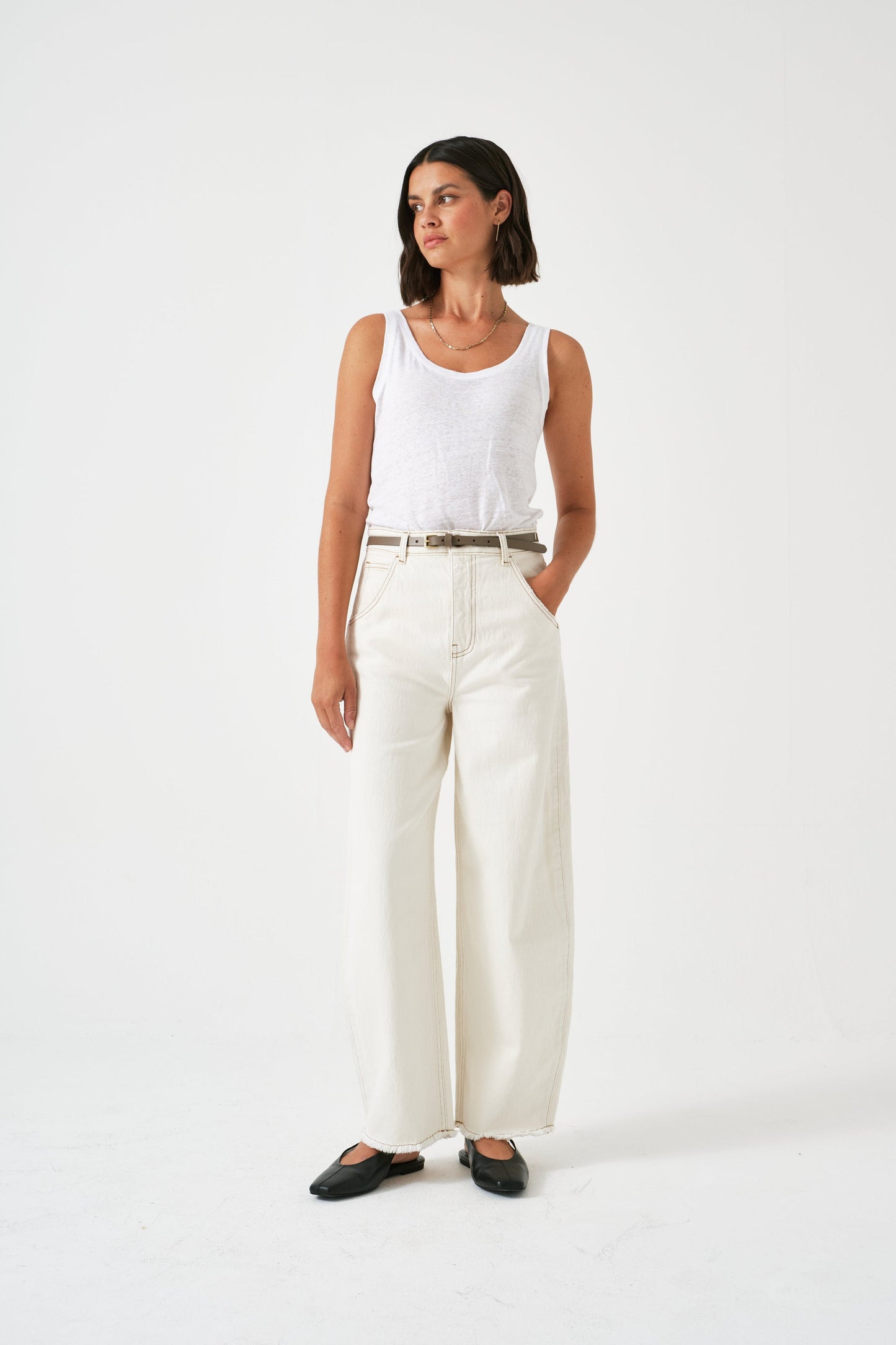 Bo Barrel Leg Jeans - Ecru