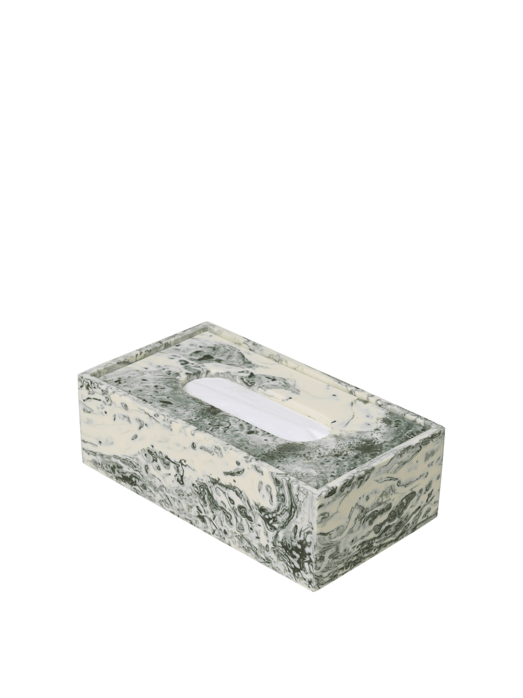 Mist Tissue Box - Emerald Off-White