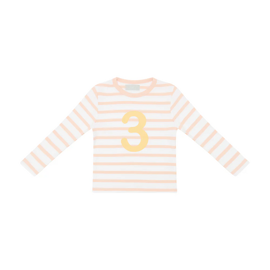 Powder Pink & White Stripe Number T-shirt