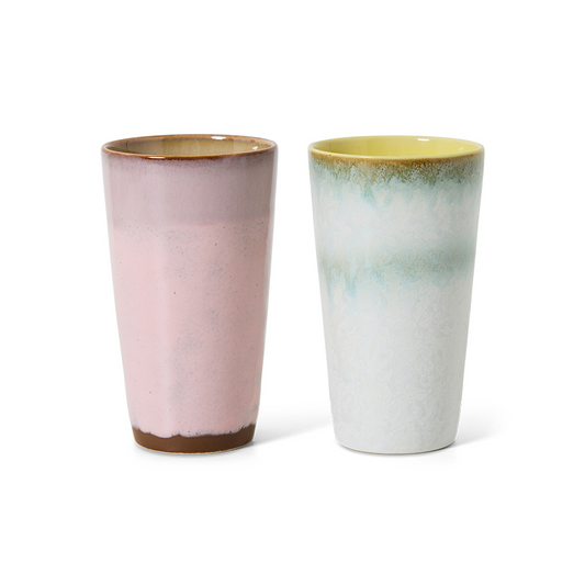 70’s  Ceramics Set Of 2 Latte Mugs - Fresco