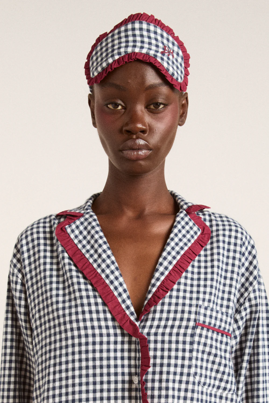 Eye Mask - Navy Gingham