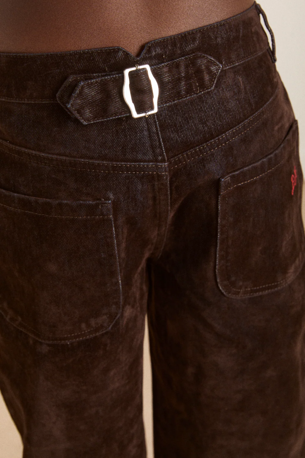 Drew Flocked Denim Jeans - Bitter Chocolate