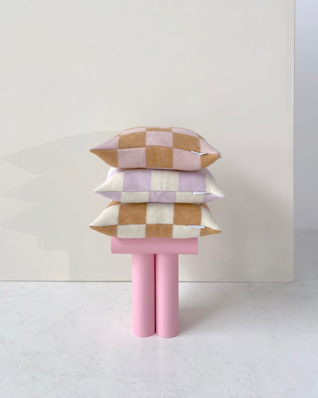 Checkerboard Cushion Terra White
