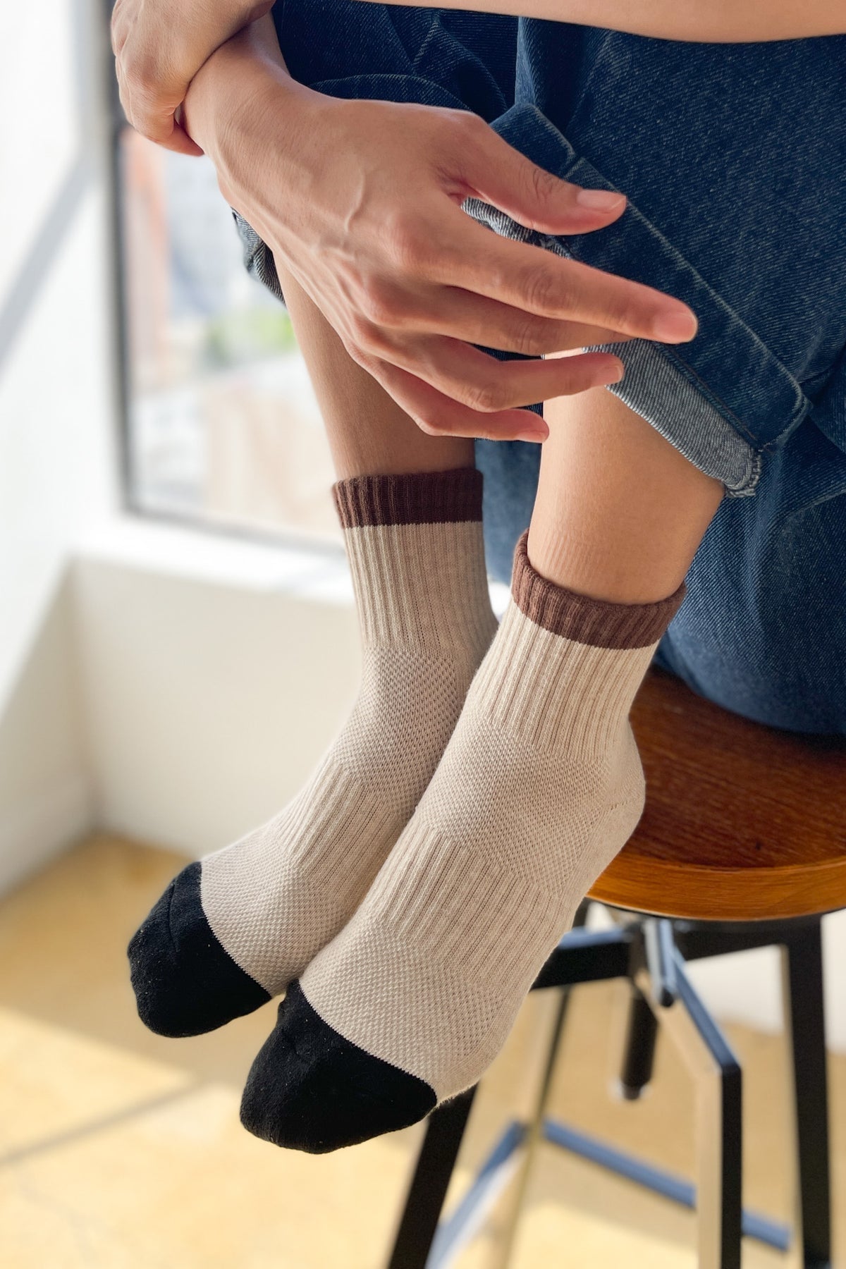 Girlfriend Socks - Colour Block Black Coffee