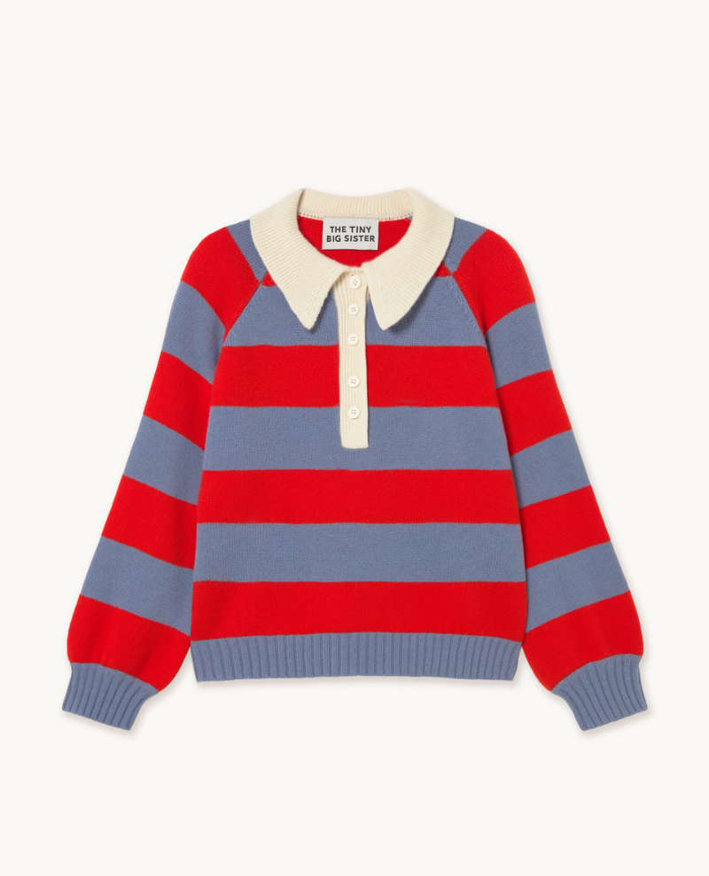 Frank Striped Polo - Grey/Summer Red