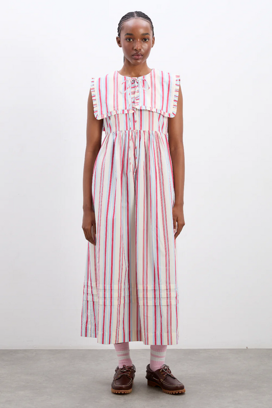 Josephine Midi Dress - Butter Cherry Stripe