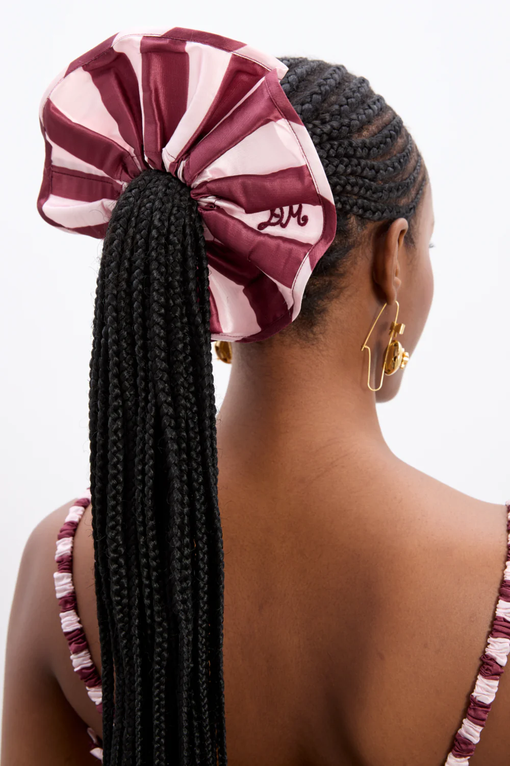 Rachel Oversized Scrunchie - Pink & Burgundy