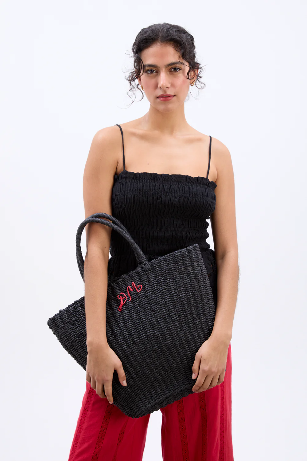 Straw Market Bag With DM Logo