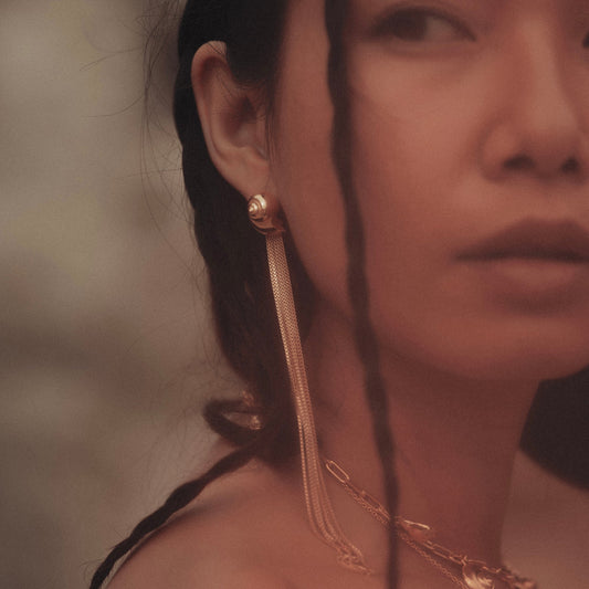 Inanna Spiral Drape Earring Gold - Single Earring