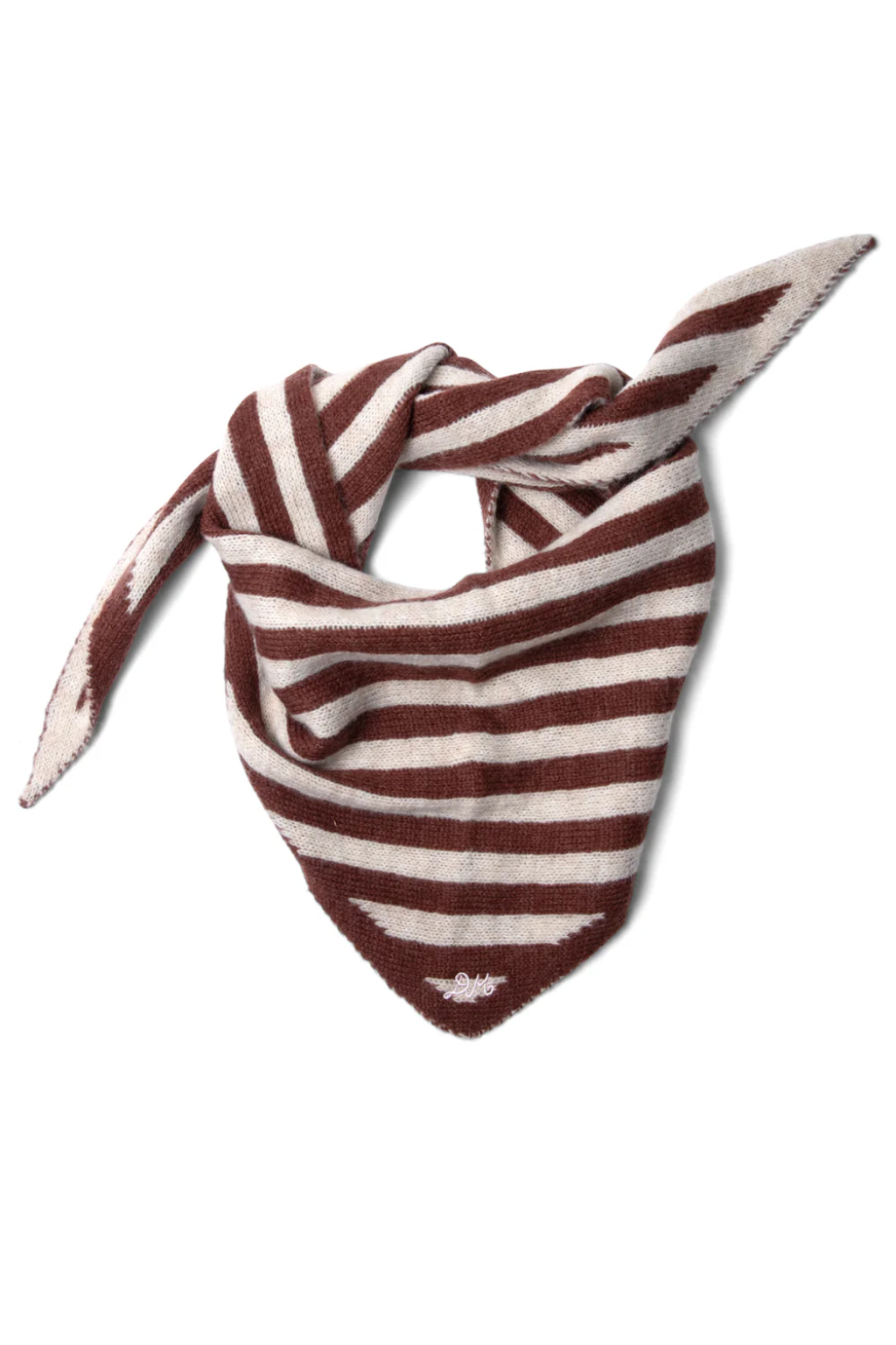 Stripe Triangle Scarf - Chocolate/ Ecru